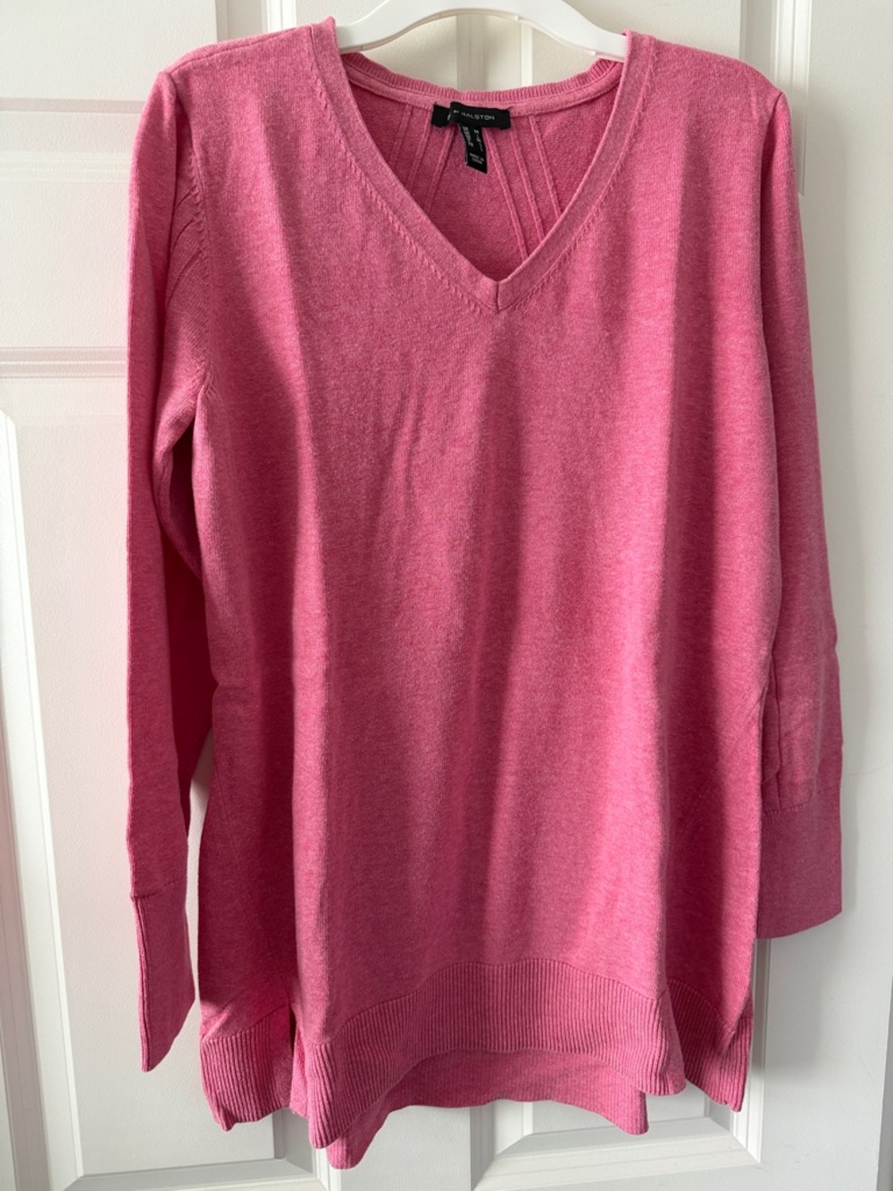 NWOT H by Halston Pink V-Neck Sweater.
